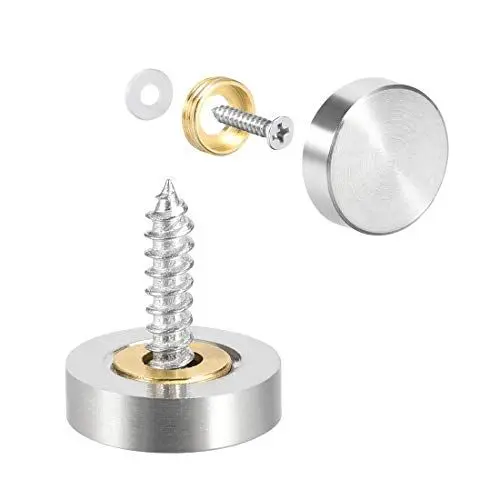 Produktbild: sourcing map 8Stk. Spiegelschrauben Dekorative Kappen Abdecknägel Panelschrauben Spiegel Schrauben Gebürsteter Edelstahl 18mm x 5mm