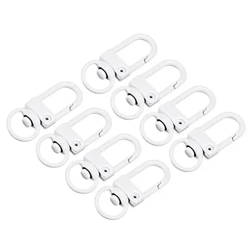 Produktbild: sourcing map 8 Stück Drehverschlüsse Karabiner Haken 33x13mm Bunte Karabinerverschlüsse Krallen Schließe für Tasten Organisation DIY Basteln Weiß