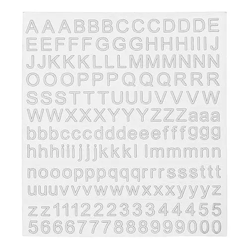 Produktbild: sourcing map Alphabet Buchstaben Nummer Harz Aufkleber 3D Klein A bis Z 1 bis 9 Silber Mini Metallisch Funkeln Legierung Sticker für Harz Nägel Sammelalben