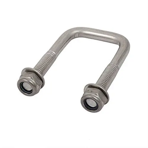 Produktbild: sourcing map Bügelbolzen mit Gewinde M6 x 25 x 50mm Quadratische U Bügel Bügelschraube 304 Edelstahl U-Bolts mit Mutter Unterlegscheibe Bügelschelle für Dachbox Rohr Befestigung