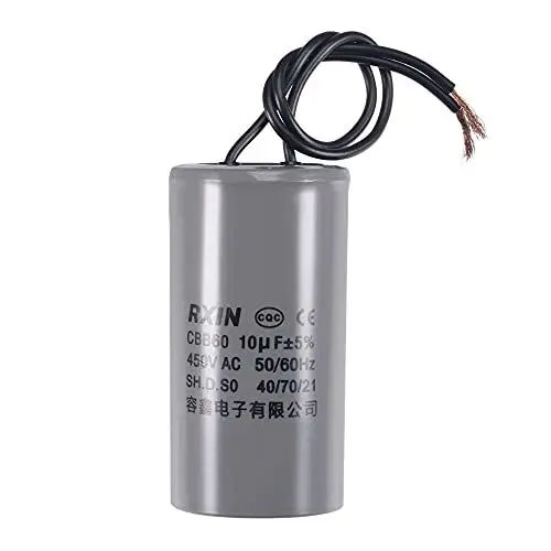 Produktbild: sourcing map CBB60 Lauf Kondensator mit Terminal M8 Studin Für Luftkompressor Wasserpumpenmotor Zylinder Polypropylenfilm Braun Blau Metallisiert 10uF 450V 2 Drähte