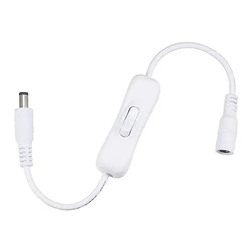 Produktbild: sourcing map DC Kabel 5.5mm x 2.1mm 1 Buchse zu 1 Männlich mit Schalter für Kamera LED Licht Weiß 2Stk