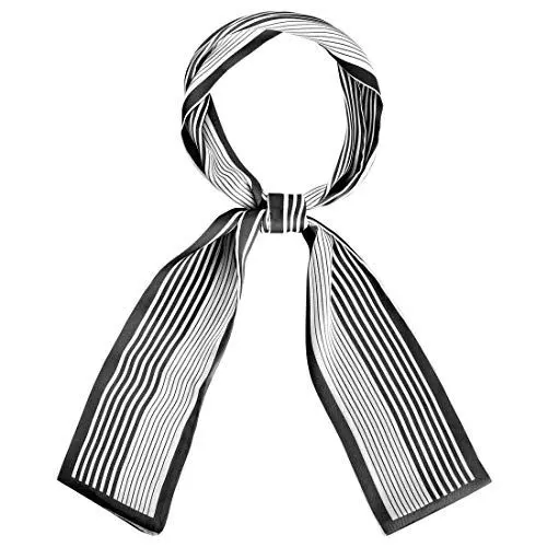 Produktbild: sourcing map Damen Dünne Schals Hals Wraps Band Haarband Streifen Halstuch Kopftuch Schwarz M