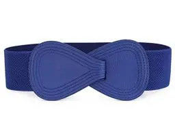 Produktbild: sourcing map Damen Elastisch Interlock 8-Förmig Kunstleder Schnalle Gürtel Blau 63.5cm-94cm