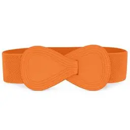 Produktbild: sourcing map Damen Elastisch Interlock 8-Förmig Kunstleder Schnalle Gürtel Orange 63.5cm-94cm