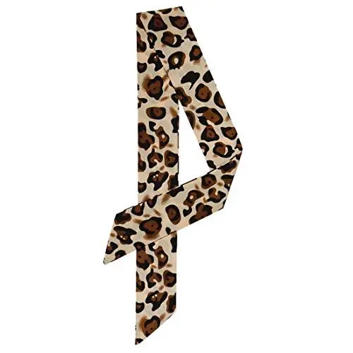 Produktbild: sourcing map Damen Skinny Scarf Dünne Lange Hals Schal Mode Leopard Stirnband Halstuch Beige 88 x 5cm