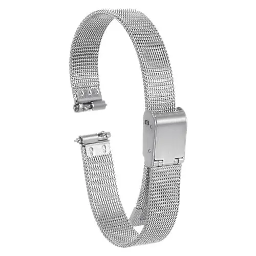 Produktbild: sourcing map Edelstahl-Maschen-Uhrenarmband 10mm Schnellverschluss Verstellbares Metallarmband für Männer Frauen, Silberton