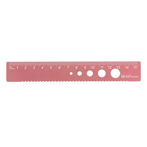 Produktbild: sourcing map Gerade Lineal 15cm Metrische Aluminiumlegierung Lineal Wellenkante mit Hohl Kreis Messwerkzeug für Kinderstudieren Klassenzimmer Büro Altrosa