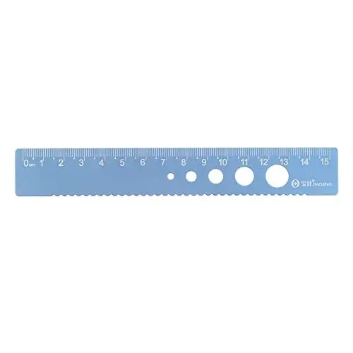 Produktbild: sourcing map Gerade Lineal 15cm Metrische Aluminiumlegierung Lineal Wellenkante mit Hohl Kreis Messwerkzeug für Kinderstudieren Klassenzimmer Büro Blau Grau