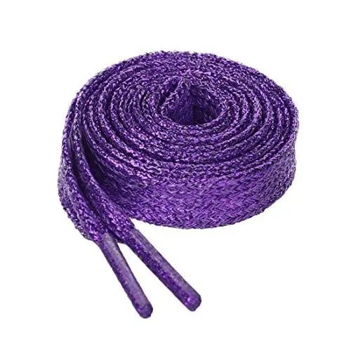Produktbild: sourcing map Glitzernde Metallic Funkelnde Schimmernde Flache Sneakers Schnürsenkel Schnürsenkel Schnürsenkel Helles Lila 110cm/43.31