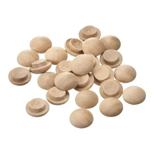 Produktbild: sourcing map Holzstopfen, 50 Stück 15 x 10 mm - Buchenholz-Knopfstopfen, Schraubenlochabdeckungen, dekorative Holzabdeckung für Treppenstühle, Möbel und Holzarbeiten