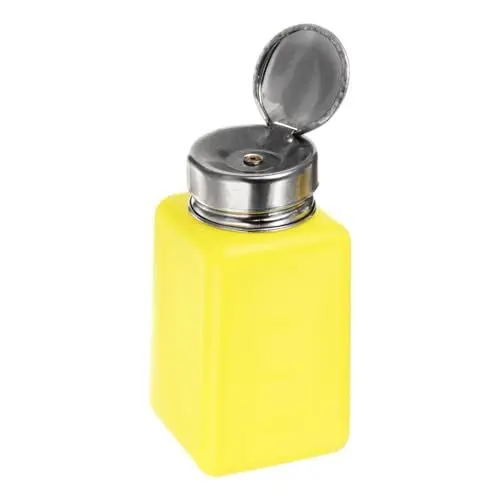 Produktbild: sourcing map Lösungsmittel-Alkohol-Spender 200 ml (6,7 oz) Druckflüssigkeits-Spenderpumpe mit abdichtendem Edelstahldeckel für Aceton-Reiniger Nagellackentferner, Gelb