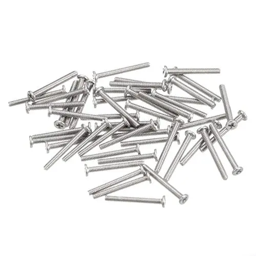 Produktbild: sourcing map M1.2-0.25 x 10mm 100Stk Flache Rundkopfschrauben 304 Edelstahl Kreuzschlitz Antrieb Maschinenschrauben Hardware Verschluss für Möbel Verbindung
