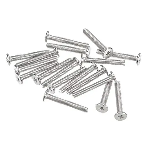 Produktbild: sourcing map M3-0.5 x 20mm 20Stk Flache Rundkopfschrauben 304 Edelstahl Kreuzschlitz Antrieb Maschinenschrauben Hardware Verschluss für Möbel Verbindung