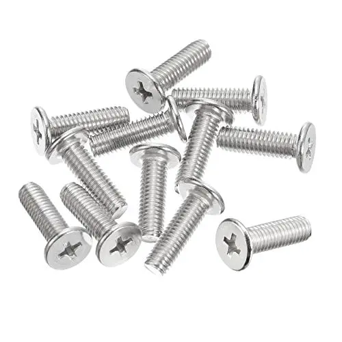 Produktbild: sourcing map M5-0.8 x 16mm 12Stk Flache Rundkopfschrauben 304 Edelstahl Kreuzschlitz Antrieb Maschinenschrauben Hardware Verschluss für Möbel Verbindung
