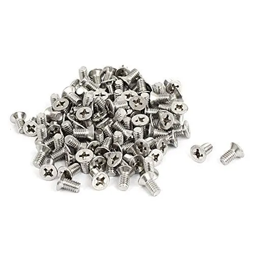 Produktbild: sourcing map Maschinenschrauben Flachkopf Kreuzschlitzschraube 304 Edelstahl Befestigungsbolzen M4x8 mm 100 Stück