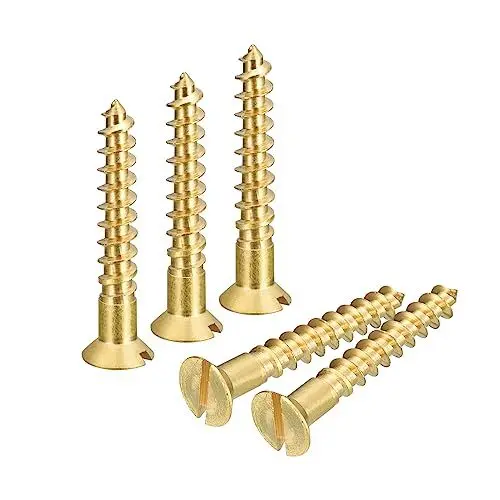 Produktbild: sourcing map Messing Holzschrauben, 10 Stück M6 x 40mm Schlitzantrieb Senkkopf Selbstschneidende Schrauben für Holzarbeiten Möbel