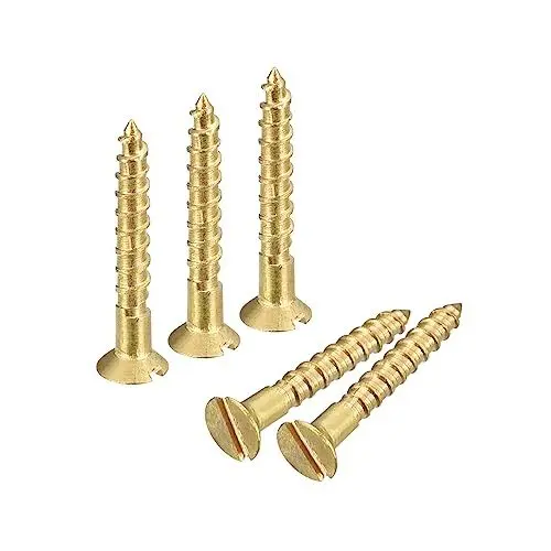Produktbild: sourcing map Messing Holzschrauben, 40 Stück M1.6 x 12mm Schlitzantrieb Senkkopf Selbstschneidende Schraube für Holzarbeiten Möbel