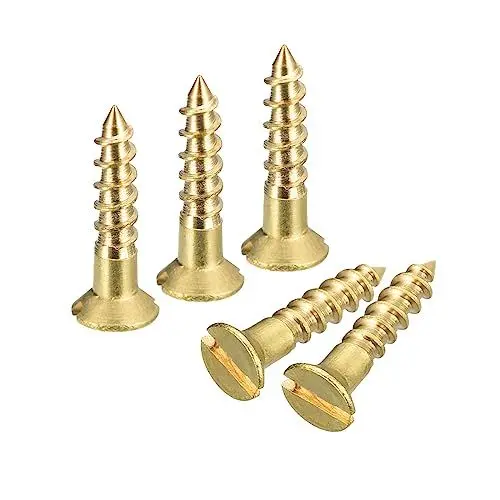 Produktbild: sourcing map Messing Holzschrauben, 60 Stück M2,5 x 12mm Schlitzantrieb Senkkopf Selbstschneidende Schrauben für Holzarbeiten Möbel