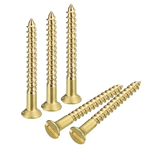 Produktbild: sourcing map Messing Holzschrauben, 40 Stück M2,5 x 25mm Schlitzantrieb Senkkopf Selbstschneidende Schrauben für Holzarbeiten Möbel