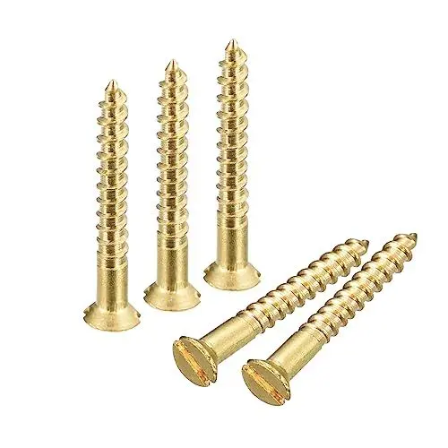 Produktbild: sourcing map Messing Holzschrauben, 40 Stück M2 x 16mm Schlitzantrieb Senkkopf Selbstschneidende Schrauben für Holzarbeiten Möbel