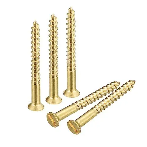 Produktbild: sourcing map Messing Holzschrauben, 40 Stück M2 x 20mm Schlitzantrieb Senkkopf Selbstschneidende Schrauben für Holzarbeiten Möbel