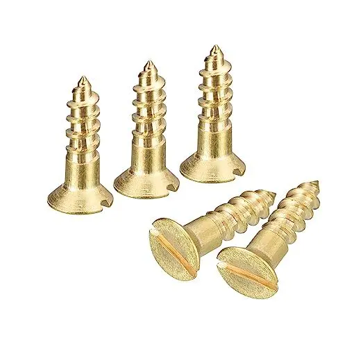 Produktbild: sourcing map Messing Holzschrauben, 40 Stück M3,5 x 12mm Schlitzantrieb Senkkopf Selbstschneidende Schrauben für Holzarbeiten Möbel