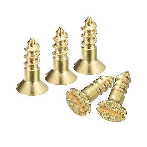 Produktbild: sourcing map Messing Holzschrauben, 40 Stück M3 x 10mm Schlitzantrieb Senkkopf Selbstschneidende Schrauben für Holzarbeiten Möbel
