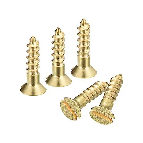 Produktbild: sourcing map Messing Holzschrauben, 40 Stück M3 x 12mm Schlitzantrieb Senkkopf Selbstschneidende Schrauben für Holzarbeiten Möbel