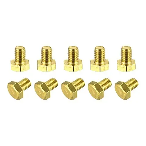 Produktbild: sourcing map Messing Sechskantschrauben M6x8mm 10Stk. Vollgewinde Grad 4,8 Maschinenschraube