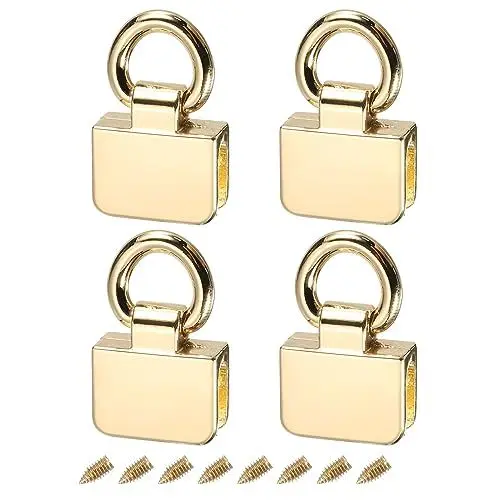 Produktbild: sourcing map Metall Tasche Stecker mit D Ring 4 Set 19mm Rechteck Brücke Hänger Schnalle mit Schrauben für Geldbörse Heimwerker Schlüsselkette Schlüsselband (Hell Golden)