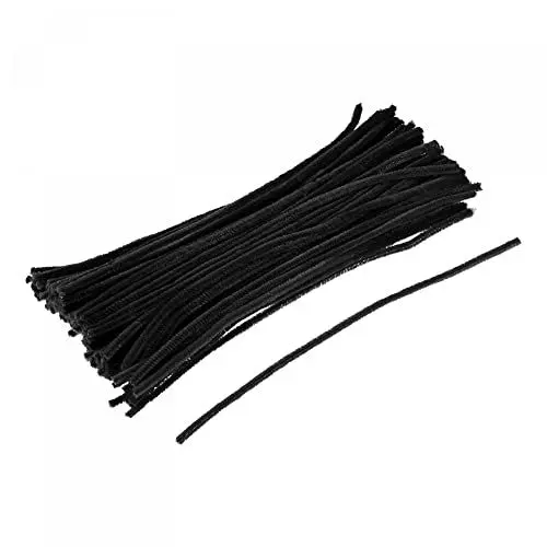 Produktbild: sourcing map 100 Stück Pfeifenputzer Chenilledraht Dekorationen 30cm/12 Zoll Schwarz