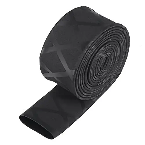 Produktbild: sourcing map Schrumpfschlauch 20mm Durchmesser 34mm Flach Breite Schrumpfverhältnis 1.7:1 Doppelwandiger Schrumpfschlauch mit Maschenmuster 1.6m Länge Wasserdicht PE Schrumpfschlauch Schwarz