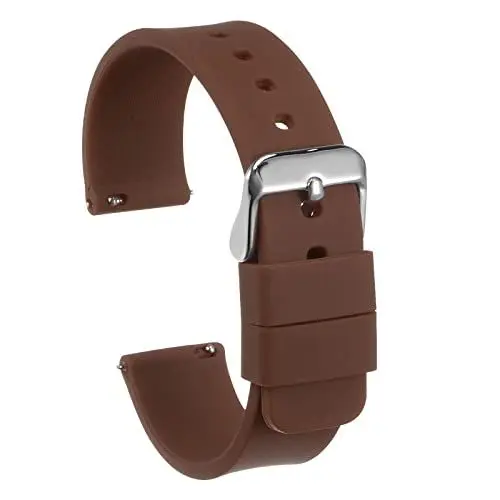 Produktbild: sourcing map Silikon Uhrenband 20mm Breite Schnellspanner Weich Gummi Ersatz Uhr Riemen mit Edelstahl Schnalle für Männer Frauen Braun