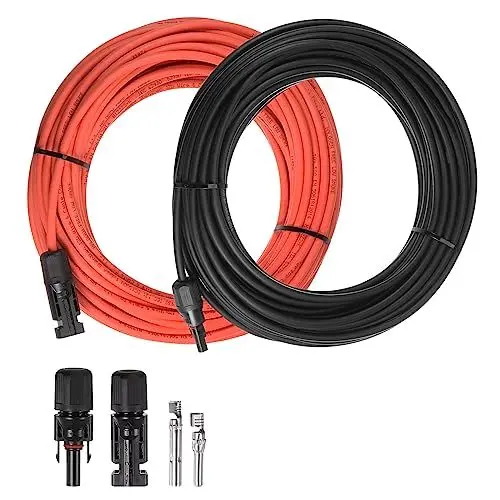 Produktbild: sourcing map Solarkabel 6mm² Verlängerung 18 Meter Verzinnten Kupfer 1500V Photovoltaik Kabel mit 1 Paar Solarpanel Stecker für Solarpanel Wechselrichter Laderegler