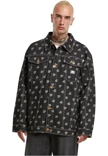 Produktbild: Southpole Herren Jeansjacke Bleched AOP Denim Jacket, lässige Männer Jeansjacke in All-Over-Print, Oversized Fit