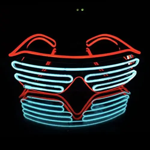 Produktbild: SOUTHSKY LED Leuchtbrille Leuchtend Brille Neuheit mit Licht Neon Lichter Blinker Für Nacht Pub Halloween Kostüm Cosplay Party(Rot+Weiß)