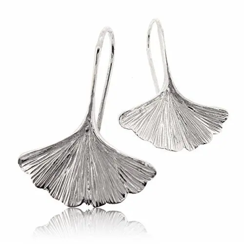 Produktbild: Sovats Sterlingsilber-Ohrringe mit Ginkgoblättern – von der Natur inspirierter Schmuck für Damen – handgefertigtes botanisches Design, leicht und elegant – hypoallergenes 925er-Silber-Geschenk für Sie