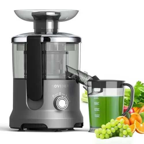 Produktbild: SOVIDER Entsafter, 600W Juicer Machine für Obst und Gemüse in Edelstahl, 76mm Zufuhröffnung, 3 Geschwindigkeiten, Anti-Tropf-Funktion und Überhitzungsschutz Leicht zu bedienen und zu reinigen,BPA-frei