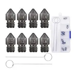 Produktbild: Sovol 8 Stück Creality Upgraded 3D Drucker Gehärteter Stahl MK8 Düsen Wolfram Ganzmetall Extruderdüsen 0,2 mm 0,4 mm 0,6 mm 0,8 mm 1 mm für Ender 3 Ender 3 Pro CR-10
