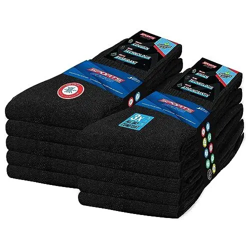 Produktbild: SOXCO 10 Paar Socken Herren Damen 43-46 Sportsocken Arbeitssocken (EU 43-46, Schwarz Solide)
