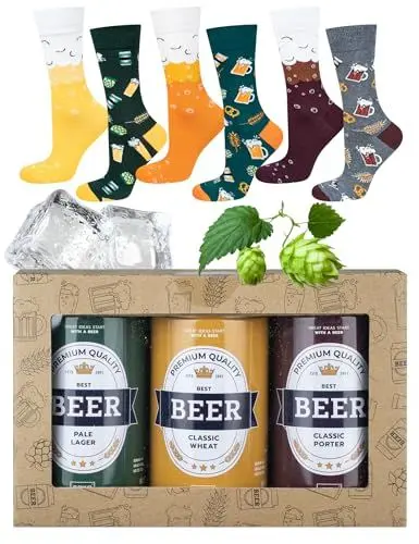 Produktbild: soxo Dose Socken Herren Bier Geschenke Für Männer Lustige Geschenk Sommer Socks Men 40-45 3 Paar