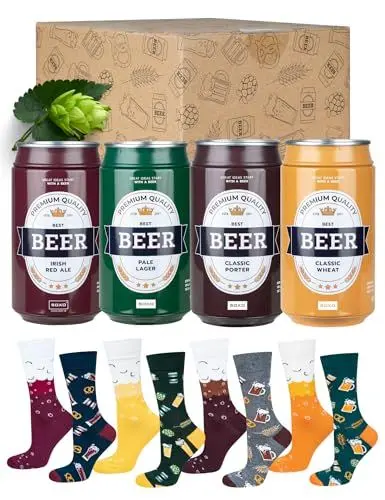 Produktbild: soxo Dose Socken Herren Bier Geschenke Für Männer Lustige Geschenk Sommer Socks Men 40-45 4 Paar