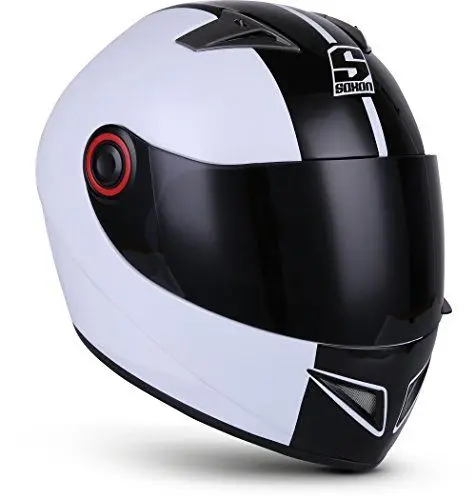 Produktbild: Soxon® ST-666 „Deluxe White Black“ · Integral-Helm · Full-Face Motorrad-Helm Roller-Helm Scooter-Helm Cruiser Sturz-Helm Streetfighter-Helm MTB · ECE 22.05 Visier Schnellverschluss Tasche S (55-56cm)