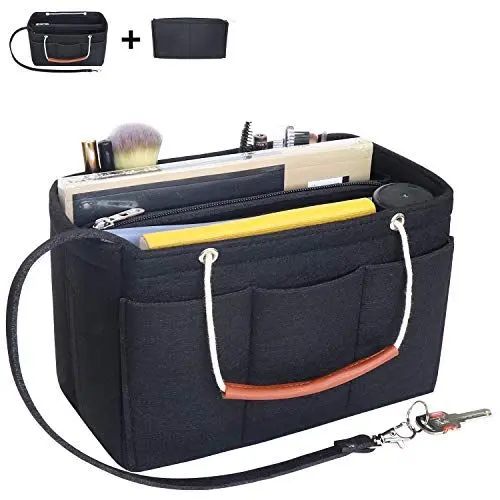 Produktbild: Soyizom Filztasche Organizer Insert Handtasche passt Speedy 30-40, Handtasche Organizer Insert für Tote mit Griffen Schlüsselbund(Medium, schwarz)