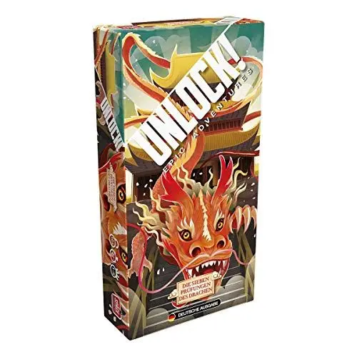 Produktbild: Asmodee, Unlock! – Die Sieben Prüfungen des Drachen, Familienspiel, Rätselspiel, 1-6 Spieler, Ab 10+ Jahren, 77+ Minuten, Deutsch