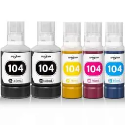 Produktbild: Spaceink Tinte 104 Multipack kompatibel für Epson 104 Tinte ET-4800 ET-4810 ET-2810 ET-2820 ET-2811 ET-2812 ET-2814 ET-2815 ET-2821 ET-2710 ET-2711 ET-2712 Drucker (2Schwarz, C, M, Gelb)