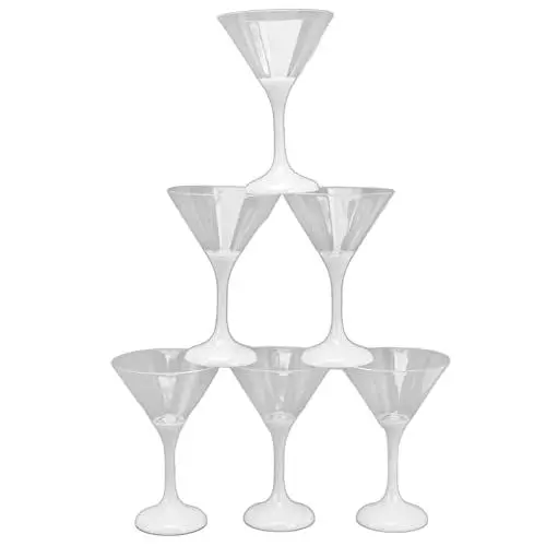 Produktbild: Spacnana LED-beleuchtete Martini-Gläser, 6 Stück, LED-beleuchtete, Blinkende Martini-Cocktailgläser, 210 Ml, mit Stiel, Party-Requisite, Leuchtbecher, Martini-Gläser