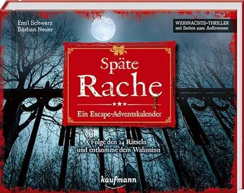 Produktbild: Späte Rache - Ein Escape-Adventskalender: Folge den 24 Rätseln und entkomme dem Wahnsinn (Escape-Adventskalender: Weihnachts-Thriller mit Seiten zum Auftrennen)