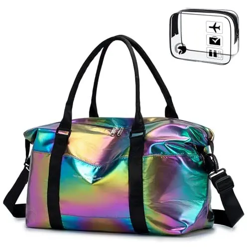 Produktbild: SPAHER Sporttasche Groß Damen Herren, Reisetasche Faltbare, Wasserdicht Weekender Gym Travel Duffle Bag Handgepäck Tasche Trainingstasche Schwimmtasche Fitnesstasche für Reisen, Sport Schwarz